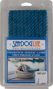 SEA-DOG LINE 301110015BL-1 TWISTED NYLON DL 3/8"X15' BLUE